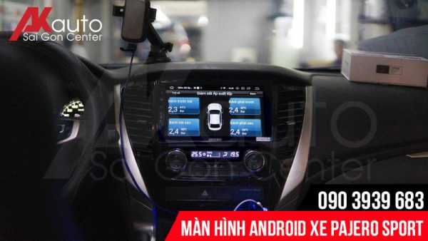 màn hình android pajero sport hiển thị áp suất lốp