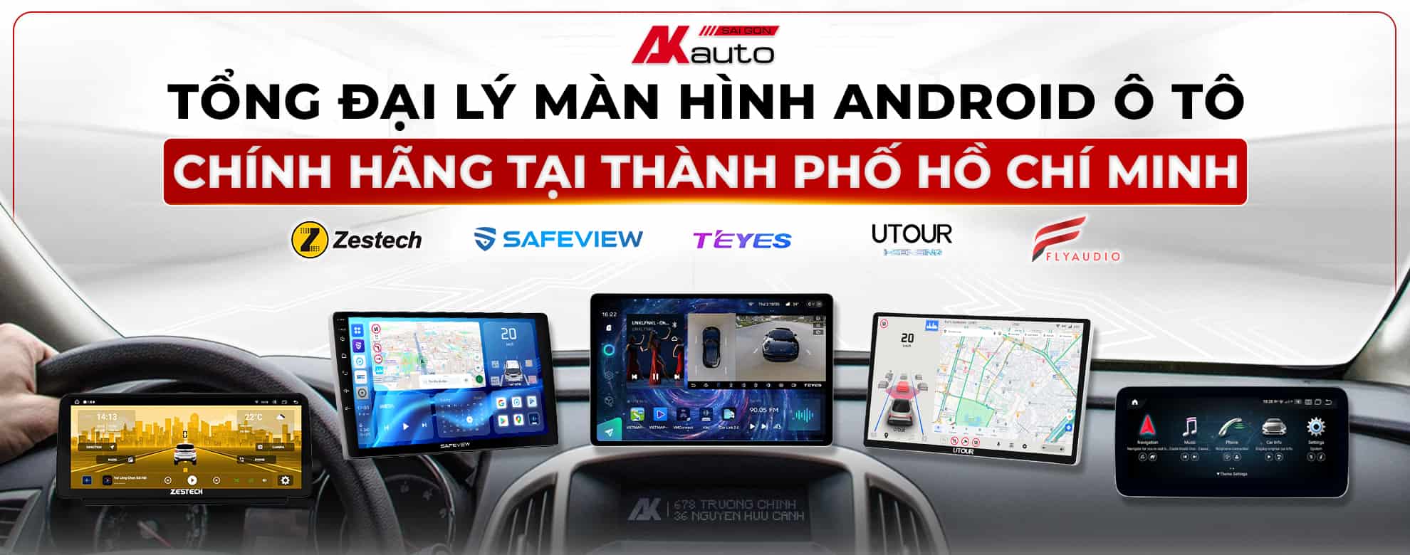 Banner tổng đại lý màn hình android ô tô chính hãng AKauto