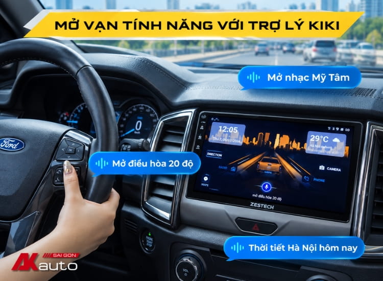 Điều khiển Android Box ô tô Zestech DX14 Pro bằng trợ lý ảo Kiki