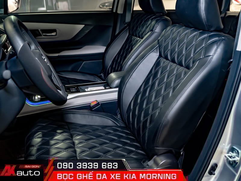 Bọc ghế da xe hơi Kia Morning họa tiết quả trám