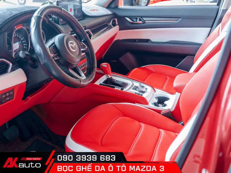 bọc da nappa cho mazda 3 may họa tiết ngang