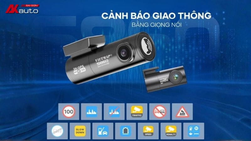 Camera Vietmap S860 tích hợp tính năng cảnh báo biển báo bằng giọng nói