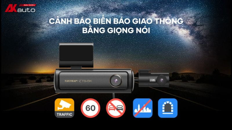 Camera hành trình tích hợp cảnh báo tốc độ Vietmap TS-5K