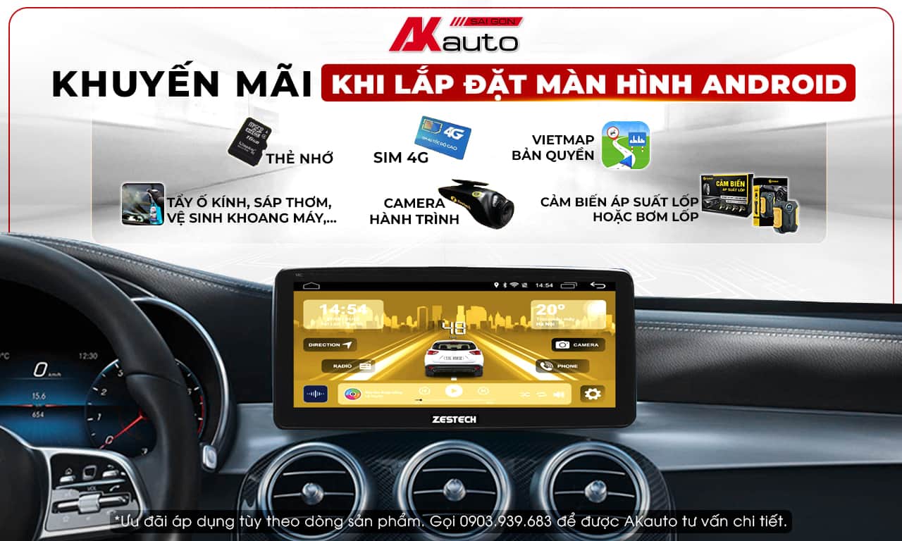 Khuyến mãi lắp màn hình android ô tô tại AKauto