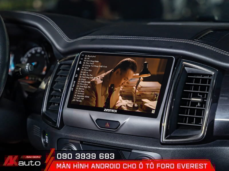 Màn hình android ô tô Ford Everest được lắp đặt tại AKauto