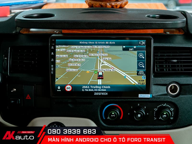 Định vị và chỉ dẫn đường chính xác trên màn hình android Ford Transit