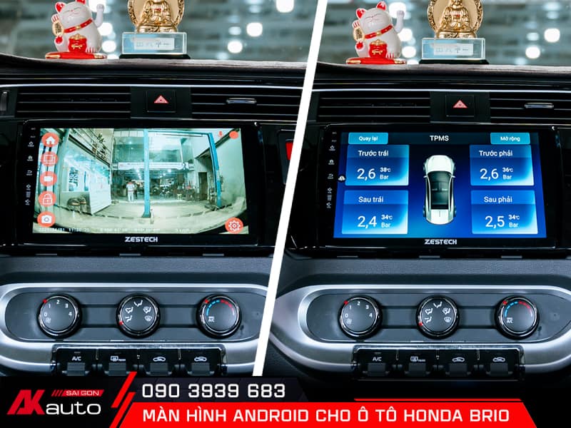 Các thiết bị hỗ trợ lái xe an toàn hiển thị trên màn hình android ô tô Honda Brio
