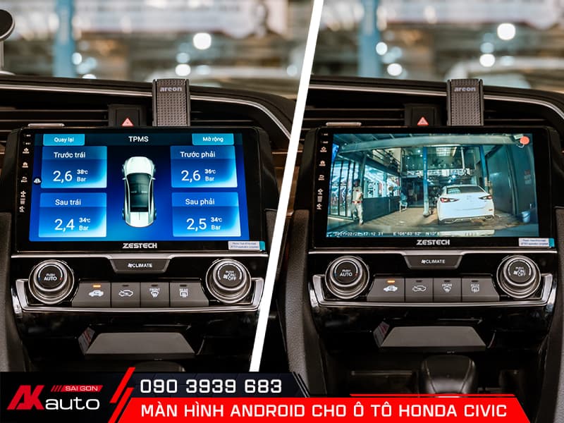Màn hình ô tô Honda Civic hỗ trợ lái xe an toàn