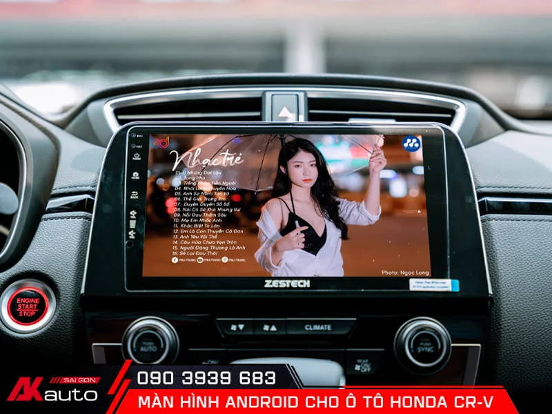 Màn android ô tô Honda CRV hỗ trợ giải trí trực tuyến