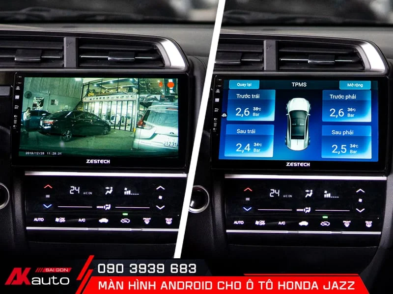 Màn hình android Honda Jazz hỗ trợ lái xe an toàn