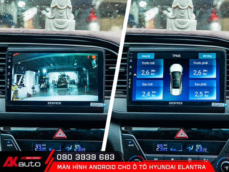 Màn hình android Elantra hiển thị hình ảnh từ các thiết bị an toàn