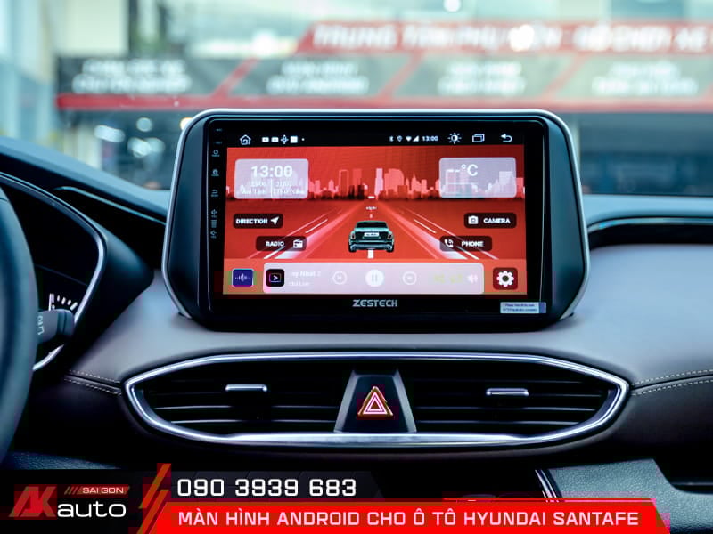 Màn hình android ô tô Hyundai SantaFe thiết kế đẹp mắt