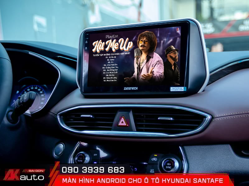 Lắp màn hình android Hyundai Santafe chính hãng tại AKauto