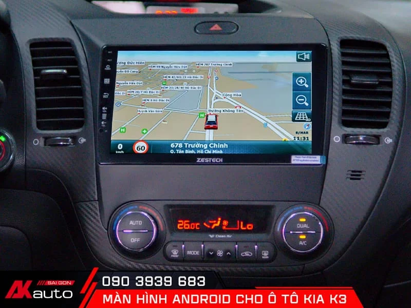 Màn hình android ô tô Kia K3 4 Màn hình android Kia K3 sở hữu bản đồ dẫn đường chính xác