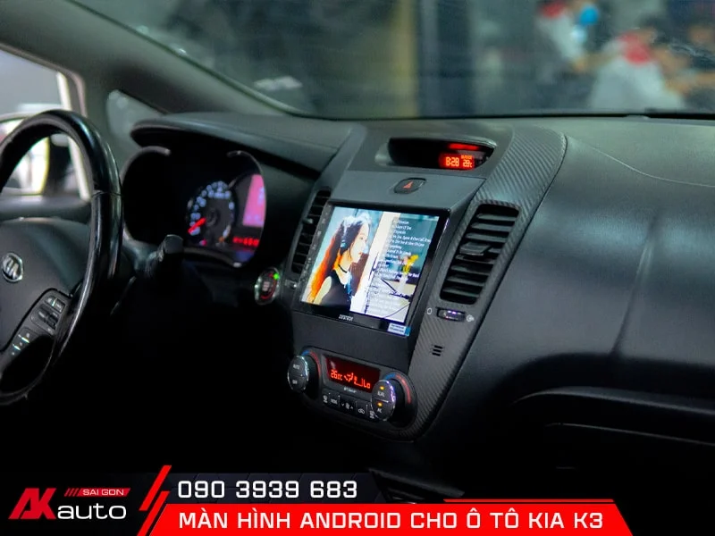 Màn hình android ô tô Kia K3 12 Một sản phẩm màn hình android cho ô tô Kia K3 được AKauto lắp đặt