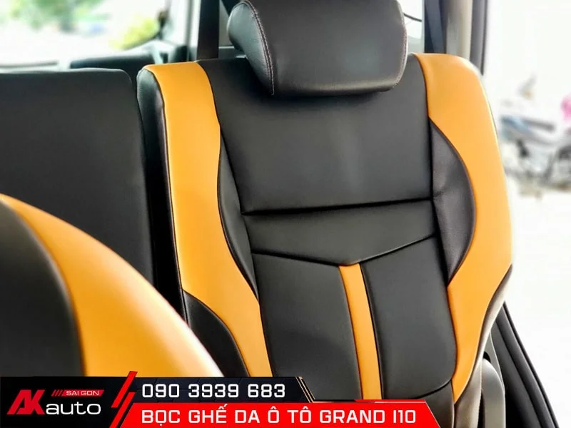 mẫu ghế da i10 đẹp phối màu đen và vàng