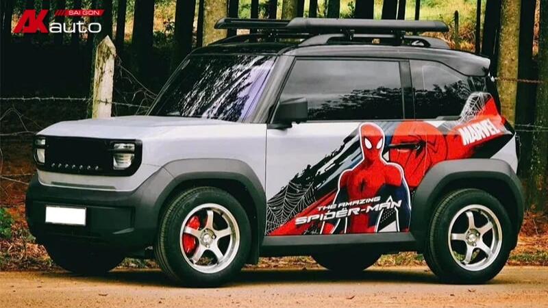 Mẫu tem dán VF3 hoạt hình Spider - man cho dân mê siêu anh hùng