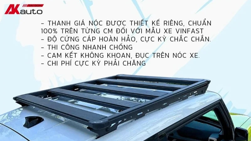 Giá nóc Vinfast VF3 có khả năng tương thích với nhiều loại phụ kiện giúp chủ xe sử dụng linh hoạt
