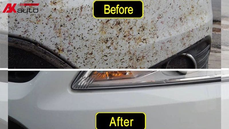 Trước và sau khi tẩy nhựa đường cho xe ô tô