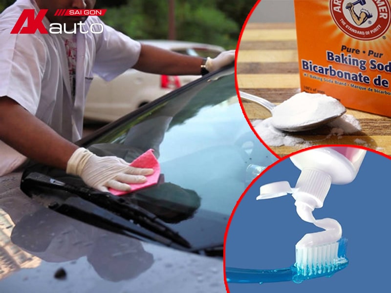 Cách tẩy ố kính ô tô với kem đánh răng hoặc Baking soda