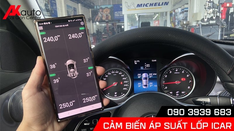 TPMS Icar hiển thị màn hình công tơ mét kết nối điện thoại