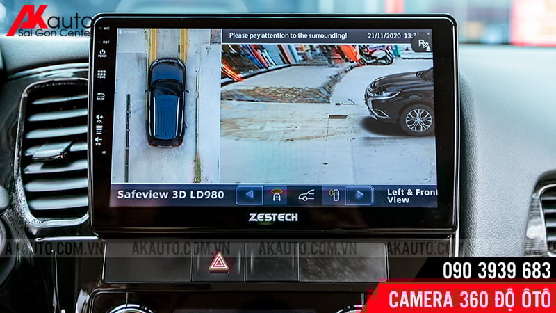Hình ảnh 2 bên đầu xe và vạch hiển thị ở camera SafeView....