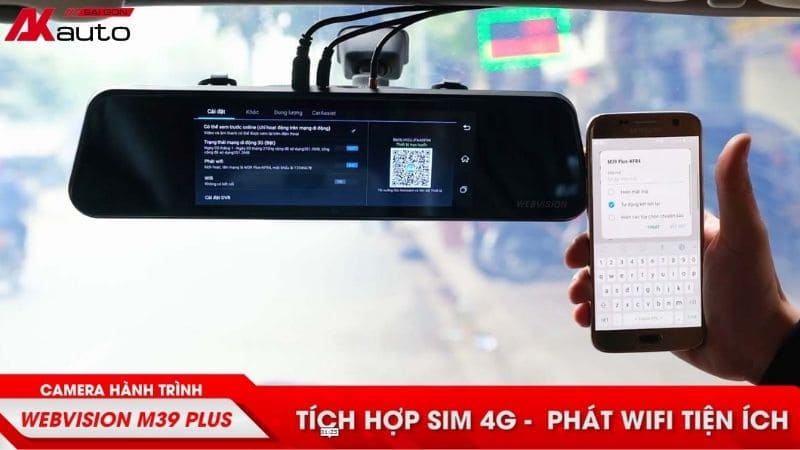 Mẫu cam hành trình gương M39 Plus Webvision android