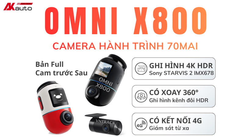 Camera hành trình 70mai Omni X800 ghi hình 4K 60FPS xoay 360 độ toàn cảnh