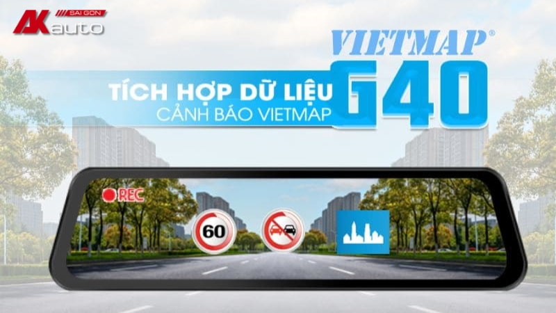 Camera hành trình tích hợp cam lùi Vietmap G40