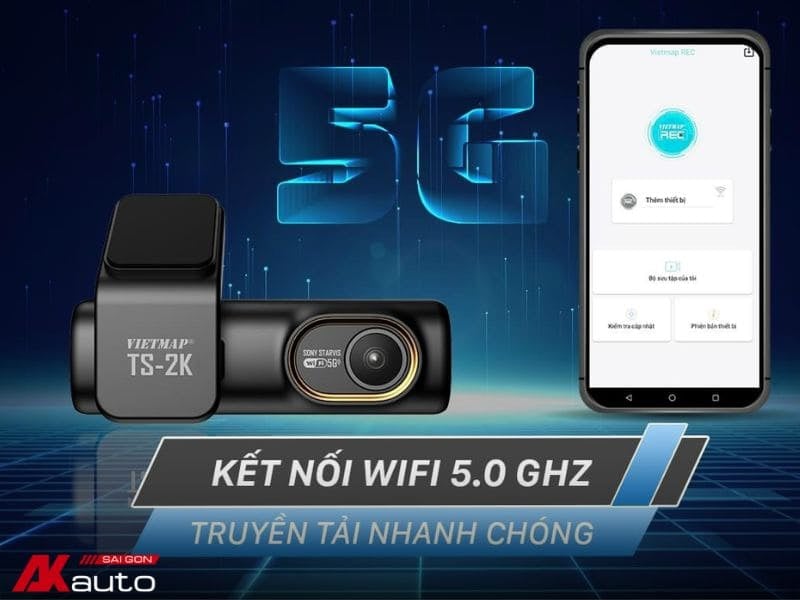 Top 5 camera hành trình wifi cho xe ô tô nên chọn lắp 4 Camera hành trình Vietmap TS - 2K có wifi