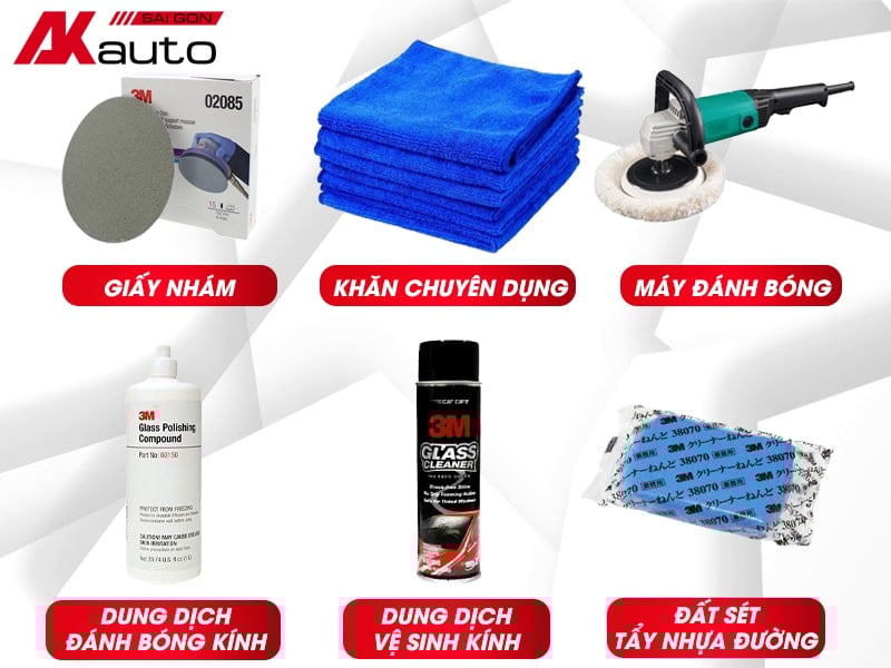 Dụng cụ chuẩn bị khi đánh bóng kính lái ô tô