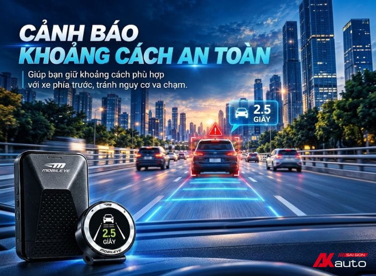 Mobileye 630 giúp cảnh báo khoảng cách an toàn với xe phía trước