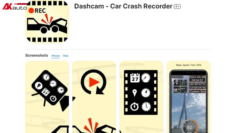 Phần mềm camera hành trình ô tô Car Crash Dashcam