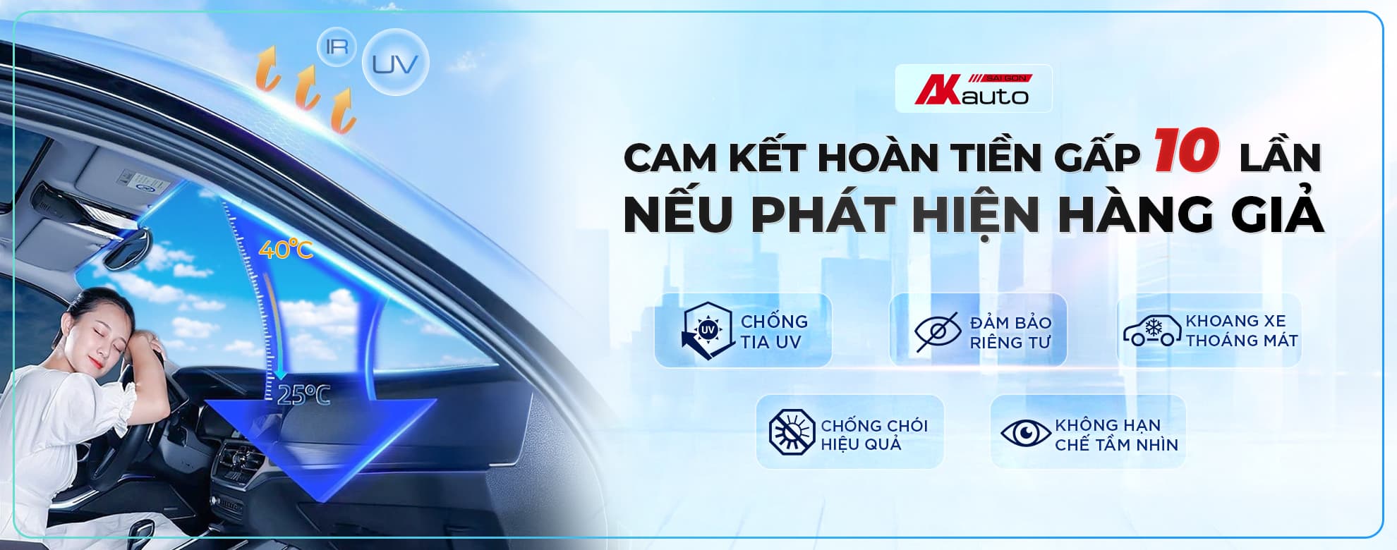 Cam kết phim cách nhiệt ô tô chính hãng tại AKauto
