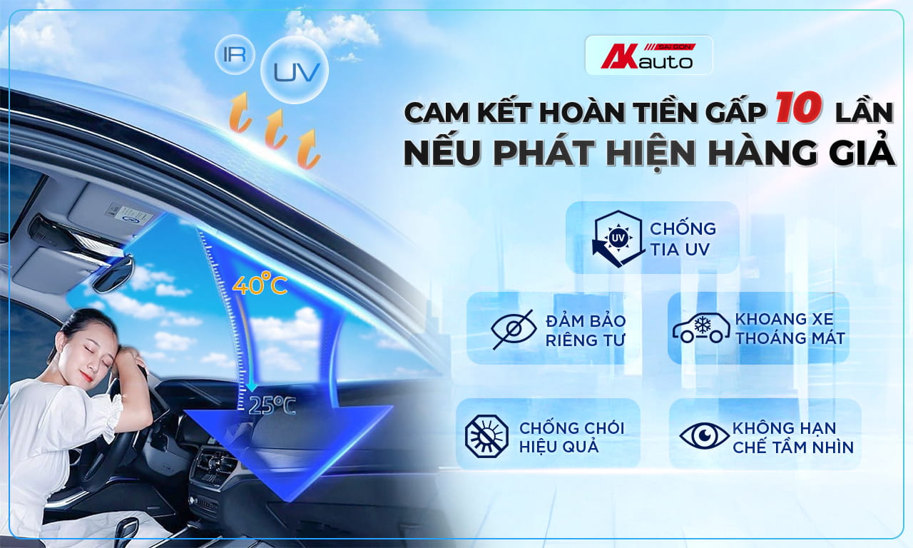 Cam kết phim cách nhiệt ô tô chính hãng tại AKauto - mb