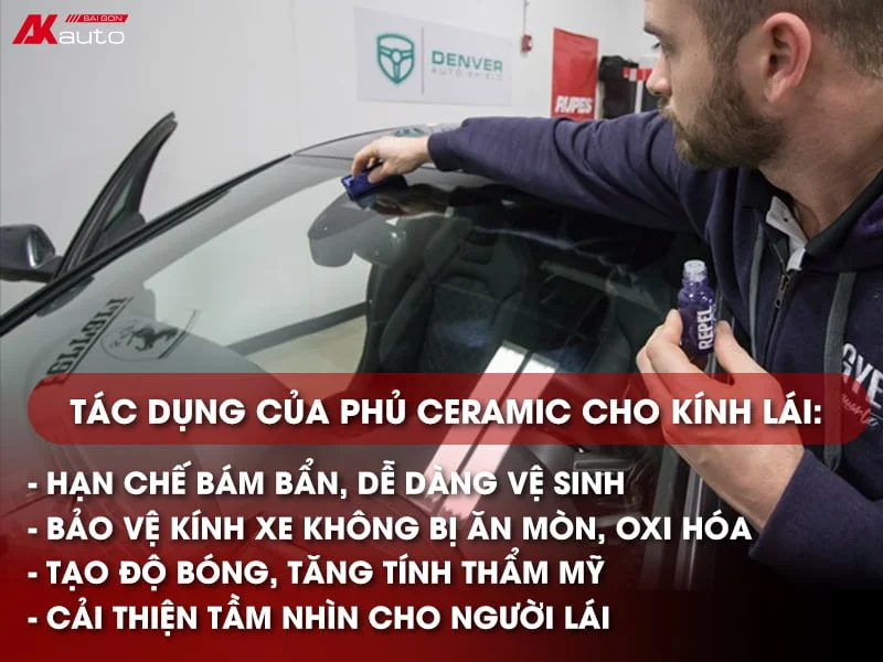 Ưu điểm của phủ ceramic kính lái