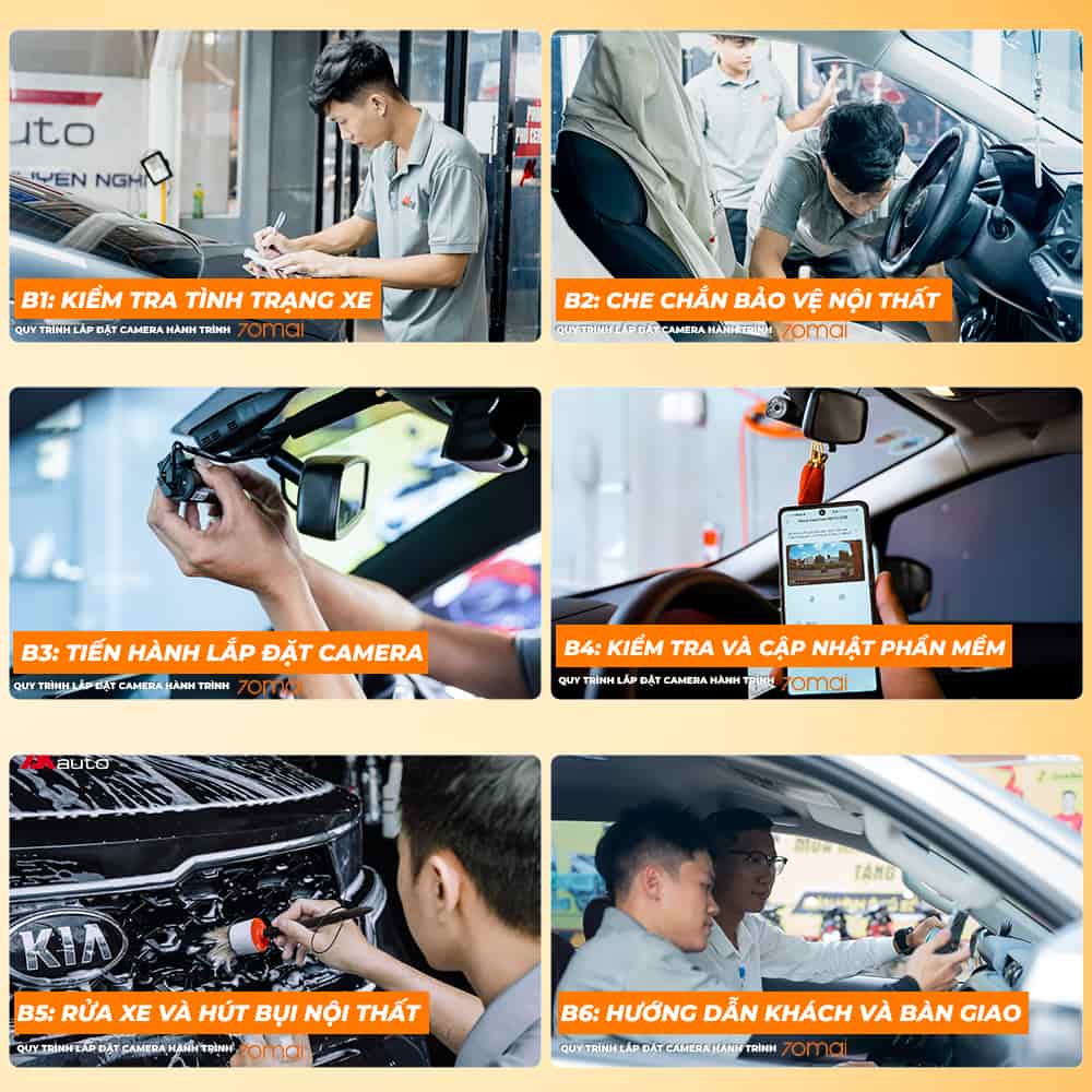 AKauto lắp đặt camera hành trình 70mai theo quy trình chuẩn chỉnh