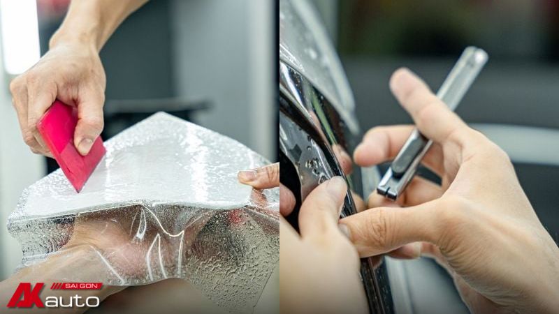 Sử dụng dụng cụ dán PPF ô tô chuyên dụng giúp quá trình thi công chuẩn xác