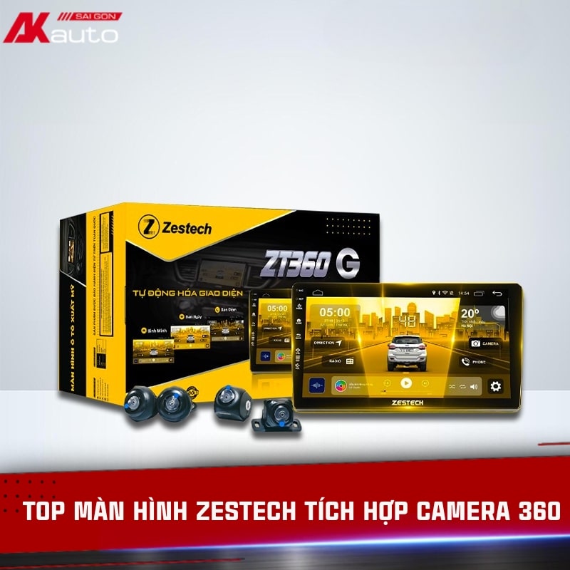 Top màn hình Zestech tích hợp camera 360