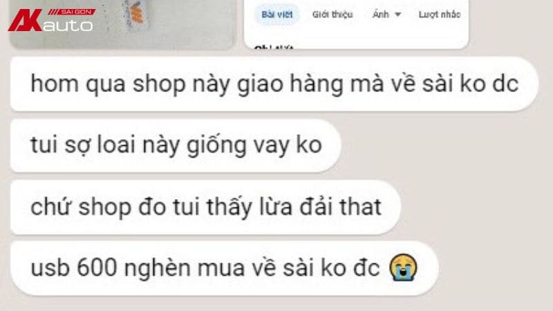 Một trường hợp chủ xe mua nhầm sản phẩm Android Box có USB từ quảng cáo trên facebook