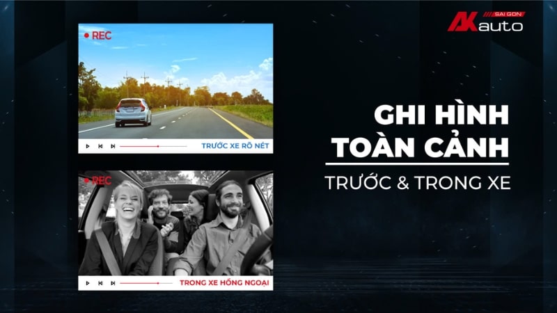 Camera hành trình Vietmap VM300 ghi hình trước và trong xe