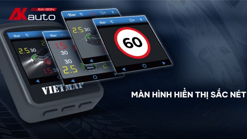 Cảm biến áp suất lốp Vietmap TW50 màn hình hiển thị sắc nét