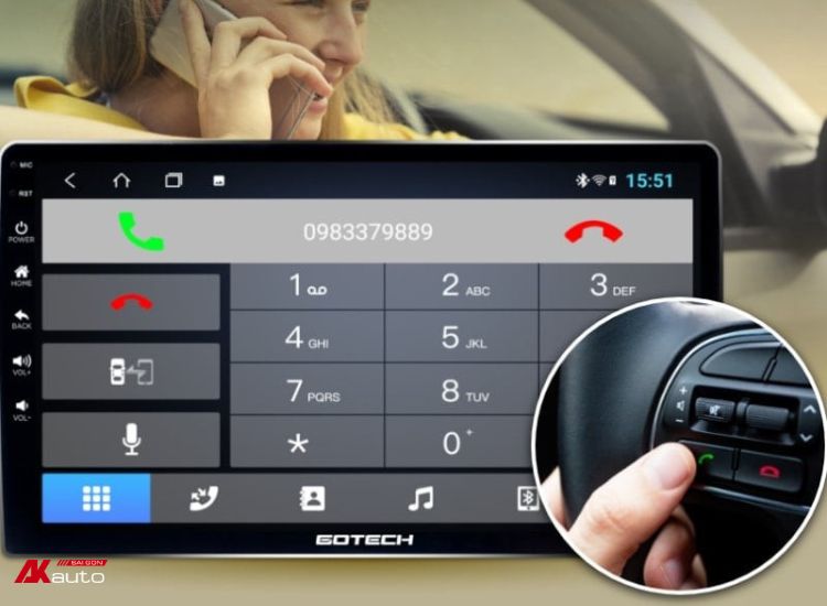 Màn hình ô tô Gotech hỗ trợ đàm thoại rảnh tay