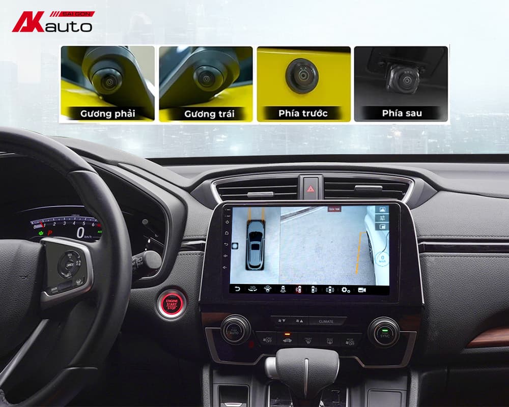 Màn hình android ô tô tích hợp camera và cảm biến lùi