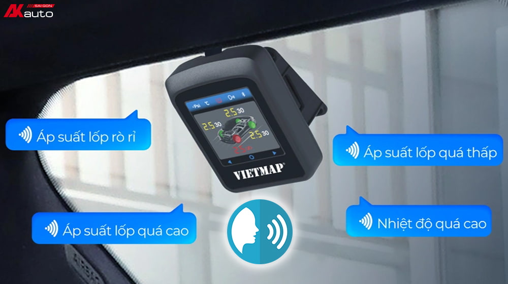 Cảm biến áp suất lốp Vietmap cảnh báo bằng giọng nói tiến Việt thông minh
