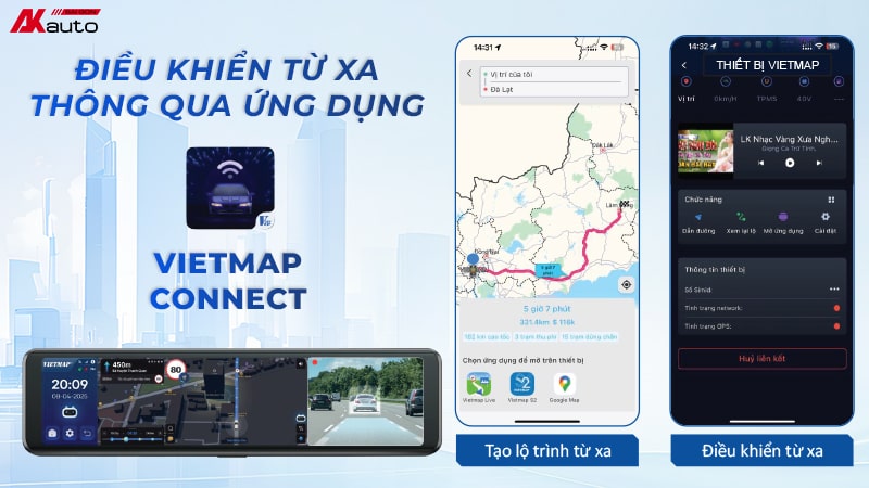 Thiết bị cho phép điều khiển từ xa qua Vietmap Connect