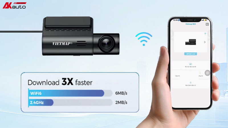 Vietmap L110 kết nối wifi tốc độ cao, hỗ trợ chia sẻ, tải xuống video nhanh chóng