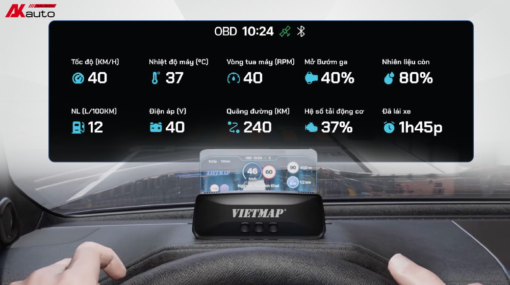 Màn hình HUD giúp theo dõi thông số vận hành xe liên tục