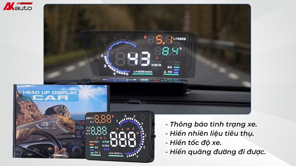Màn hình HUD kính lái A8