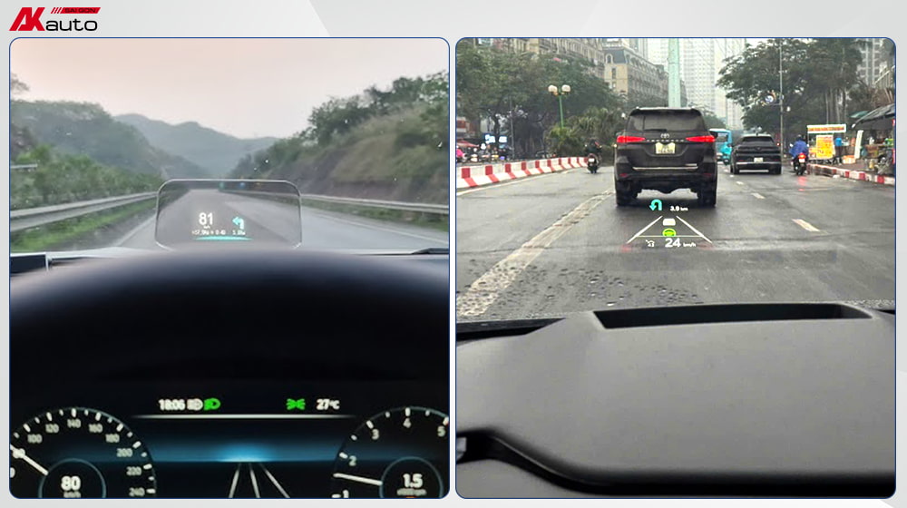 HUD kính lái hiển thị chỉ dẫn đường trực quan ngay tầm nhìn